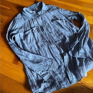 Massimo Dutti Blue Crinkle Top